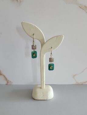 Holly Yashi Silver, Teal & Peridot Drop Earrings